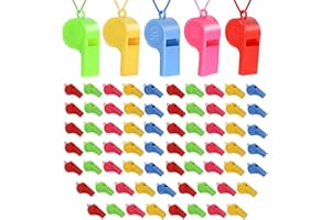 gvivej 72 Stück Plastik Pfeifen, Trillerpfeife, Sportpfeifen mit Umhängeband, für Schiedsrichter, Lehrer, Studenten