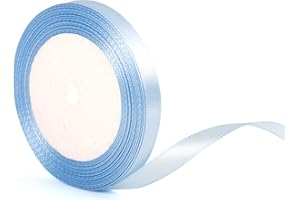 YAAVAAW 22m x 10mm Thin Baby Blue Satin Ribbon Wedding Car Ribbon, 2/5 inch Slim Baby Blue Satin Ribbon for Gift Wrapping Wedding Christmas Birthday Present Cake Hair Bow Florist Bouquet Crafts Decorations