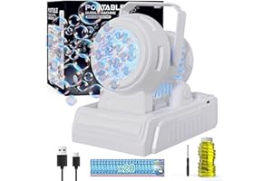 Panamalar Máquina de Pompas de Jabón Ángulo Ajustable, Máquina Automática de Burbujas 20000+ Burbujas/Min con Solución, 10 Agujeros Grandes Máquina de Pompas para Fiestas Boda al Aire Libre-Blanco
