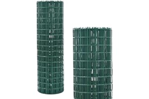 DICN No Rust Mesh 90cm X 10m PVC Coated Wire Fencing Hot Dipped Galvanised Wire Fencing Decorative Fence Mesh Green Wire Mesh Animal Farm Garden Protective Border Fence Vegetables Garden Fruits Enclosure