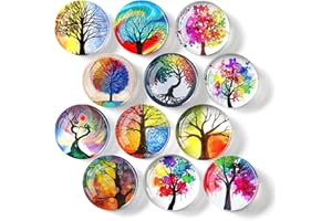 KIRZAX 12 Aimants Frigo Arbre de Vie, Magnets Décoratifs pour Tableau Magnétique, Frigo, Whiteboard, Cuisine, Bureau, Cadeau pour Enfants et Adultes-12 aléatoires