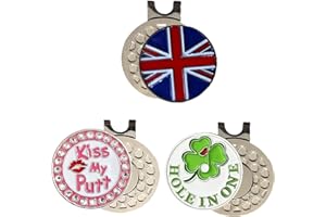 AMRTA Golf Ball Markers 3 Pcs with 3 Pack Hat Clip Value Gift Set, Golf Magnetic Hat Clips Durable Funny Accessories Gifts for Men Women