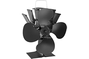 WilTec Ventilateur de poêle à bois – 4 Hélices – 1100 tr/min – 70-350 °C – Autoalimentation thermique par Chaleur Sans courant – Distribution homogène de chaleur de cheminée