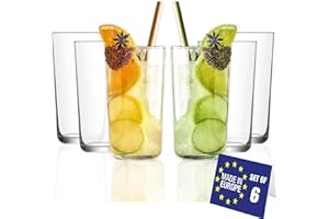 NORDIC SCHILLER LAV Bicchieri Longdrink di Lusso, Set di 6, 490ml, 100% SENZA PIOMBO, Bicchieri da Acqua Lavabili in Lavastoviglie, Bicchieri Highball, Bicchieri da Cocktail, Bicchieri per Birra