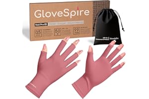 GloveSpire Thickened UV Gloves for Nails, UPF50+ UV Protection Gloves, Fingerless Design for Women Gel Manicures Anti UVA UVB Light (Dusky Rose, One Size Fits Most)