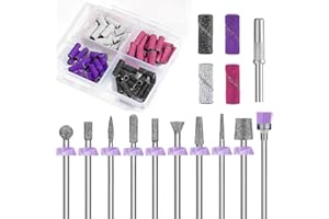 Depvko 10 diamantate punte fresa unghie professionale: punte per cuticole per trapano per unghie Efile con 40 piccoli nastri abrasivi (#120#180#240) e punta a mandrino, strumento di rimozione acrilico