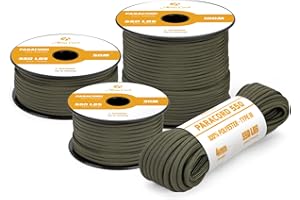 Abma Cord Paracorde 4mm 30m Type 3 Corde Paracorde 550 7 Brins pour Survie, Extrieur, Bracelet, l'artisanat - Max. 250 kg - Vert Militaire