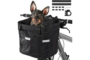 Bibykivn Cesta para Bicicleta, Canasta de Bicicleta Plegable con Adaptador de Manillar, Canasta de Manillar de Bicicleta Multiusos para Mascotas, Bolsa de Compras, Cesta de Picnic