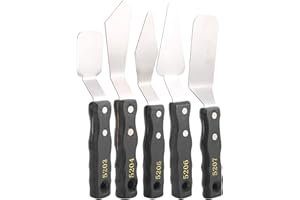 CCYLEZ Set di coltelli per pittura, raschietto per pittura, con manico in legno nero, per miscela acrilica per pittura a olio