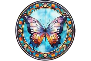 AZURAOKEY Buntglas-Schmetterling-Diamant-Kunst-Malerei-Kits for Erwachsene, 5D DIY Vollrundbohrer, Diamant-Kunstmalerei, Buntglas-Schmetterling-Set, Heimdekoration, 30 x 30 cm