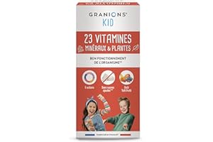 GRANIONS KID 23 VITAMINES ET OLIGOELEMENTS - Vitamines + Magnésium + Zinc + Bêta carotène + Calcium - BON FONCTIONNEMENT DE L'ORGANISME - Goût Tutti frutti - Dès 3 ans - 200 ml - Fabriqué en France