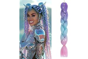 Benehair Meches pour Tresses Africaine 60cm Rajout Cheveux Tresse Jumbo Braids Meches Synthétique Long Easy Braids pour Crochet Twist Tressage(Violet-Bleu ciel-Rose, 100g)