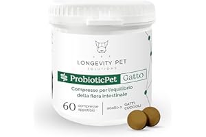 LPS Fermenti Lattici ProbioticPet Gatto 60 CPR | Probiotici per l'Equilibrio Intestinale | Integratori per Gatti per Digestione, Feci Poco Formate, Salute Intestinale | Longevity Pet