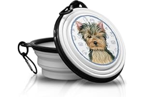 POWER GIFT YORKSHIRE YORKIE - Gamelle pliable en silicone portable avec mousqueton pour promenades et randonnées avec vos amis à quatre pattes. Pratique, légère, pratique et surtout unique.