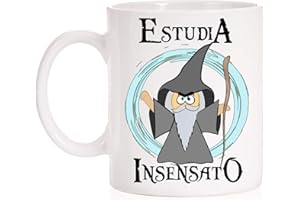 FUNNY CUP Taza Estudia Insensato. Taza opositor, Estudiante, alumno, Profesor. Regalo Divertido Mago señor de los Anillos (Insensato)