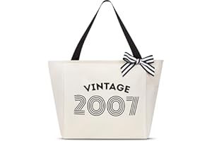 Vavabox Cadeau 60 Ans Femme, Cadeaux d'Anniversaire Unique pour 16/18/30/40/50/60 Ans, Cabas Vintage Personnalisable 1975-2009, 46CM x 17CM x 30CM