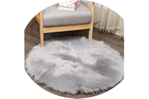 DQMEN Piel de Cordero Oveja/Sheepskin Rug Cordero, imitación mullida Alfombras imitación Piel sintética Deko Piel,para salón Dormitorio baño sofá Silla cojín (Gris, 60 X 60 CM)