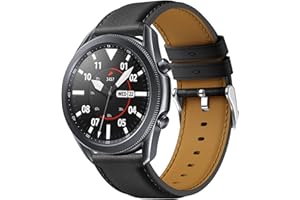 Syxinn Skórzany pasek 22 mm, kompatybilny z Samsung Galaxy Watch 46 mm / Galaxy Watch 3 45 mm / Gear S3 Frontier / Classic, pasek do zegarka, zapasowy pasek skórzany dla mężczyzn i kobiet