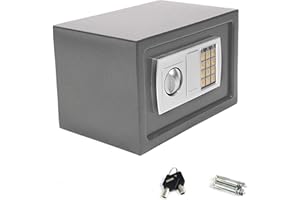DICN Safes for Home Fireproof Waterproof with 2 Manual Override Keys, 8.5L Security Safe Cash Box with Double Digital Keypad and Safety Key Lock Cabinet Safes, Grey