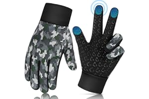 ‎AOTOW Kinder Handschuhe Warme Fahrradhandschuhe Winter - Touchscreen Winterhandschuhe Fahrrad Kinderhandschuhe Thermo Winddichte Fleece Reithandschuhe mit Anti-Rutsch für 4-12 Jahre Kind Jung Mädch