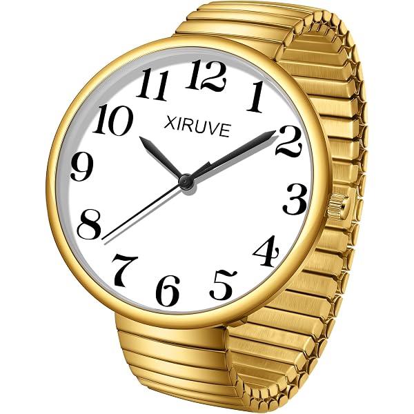 Montre Femme ALCENTIS Cadran Blanc Avec Gros Chiffres Arabes - Bracelet Acier Extensible Doré