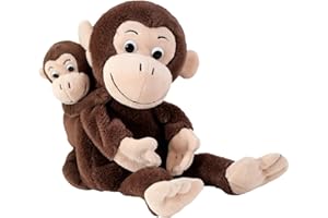 Marionette Beleduc per Bambini dai 3 Anni in su - Mamma Scimmia e Il Suo Cucciolo - Peluche da Mano per Gioco di Ruolo e narrazione