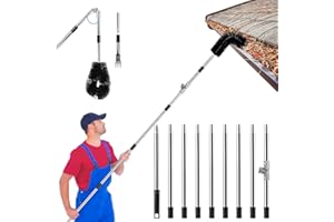 KAMOLY Regenrinnen Reiniger 4M, Dachrinnenreiniger, 2en1 Teleskop Dachrinnenreiniger, Dachrinnenreiniger mit Teleskopstiel, Dachrinne-Reinigungswerkzeug für Reinigen von Blättern Schmutz Fenstern Dachrinnen