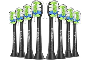 BrightDeal Cabezales Compatibles con Philips Sonicare - Juego de 8 para Cepillo Dental Eléctrico Sensitive - Negro