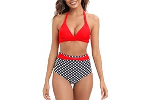 Genfien Bikini Mujer Conjuntos Push Up Bikinis Cintura Alta Conjunto Estampado Cuello en V Mujer Playa Ropa de Baño Traje de Baño Sexy Bañador de Baño Tops Verano