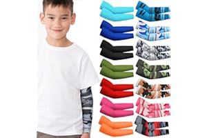 Mepase 14 Pairs Arm Sleeves for Kids UV Sun Protection Cooling Arm Compression Cover Boy Girl Toddler Sport Football