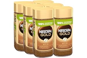 NESCAFÉ GOLD Mild, löslicher Bohnenkaffee, Instant-Kaffee aus erlesenen Kaffeebohnen, koffeinhaltig, 6er Pack (6x200g)