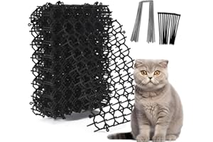CHWUYI Cat Deterrents for Gardens,12PCS 20 * 15.5cm Anti Cat Spikes Cat Repellent Scat Mat with 12 Garden Staples Cat Deterrent Spikes for Garden Fence Lawn Animal Barrier (12)