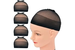 YTBYT Lot de 4 bonnets de perruque en nylon stretch pour femmes, hommes et enfants (bonnet de perruque en nylon, noir)