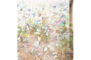 ‎RABBITGOO rabbitgoo Fensterfolie Blickdicht Selbsthaftende, Sichtschutzfolie Fenster Bunt, 3D Regenbogen Folie Fenster 44.5x200cm Statisch Haftend ohne Klebstoff Anti UV Sonnenschutz für Büro Wohnzimmer