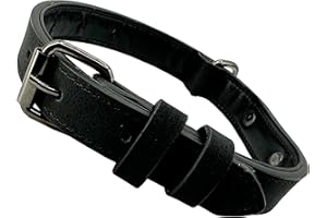 OUFUSILK Collari per Cani, di Pelle Regolabile con Perforatore 4 Taglie con anello a D, Collare per Cani di Taglia Piccola, Media e Grande-Nero,S