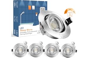 wowatt Faretti Led da Incasso per Cartongesso Dimmerabile Led da Soffitto Orientabili Impermeabile IP44 7W 70W Alogene 700LM Bianco Caldo 2800K Lampada per Bagno Cucina Esterno Interno (Pack da 5)