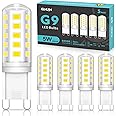 QNUJN G9 Led Bulbs Cool White, 5W, 500LM, 6000K, Equivalent to 50W Halogen, Non-Dimmable Energy Saving Light Bulb for Home Lighting Decor, Chandelier, Wall Light, Crystal Lamp-5 Packs