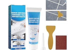 INQUIRLLY Kit di Riparazione per Piastrelle Bianco, Kit di Riparazione Ceramica da 100 G, Pasta Ripara Graffi Ceramica, Pasta per Riparazione Porcellana, Pasta Riparagraffi per Riparare Graffi, Buchi e Crepe