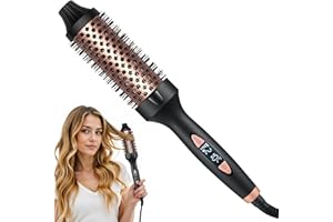 Anluomania Cepillo Térmico 35MM, Cepillo Rizador, Cepillo de Pelo Caliente, Revestimiento Cerámico, 5 Temperaturas, Pantalla LCD, 130-210 ℃, Utilizado como Cepillo Alisador y Rizador