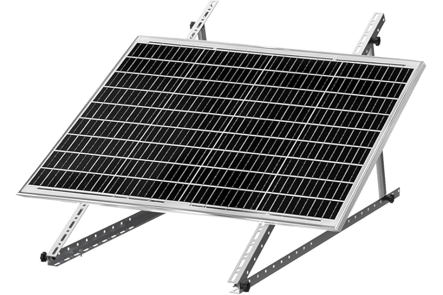 1-Sets 45" inch Adjustable Solar Panel Mount Brackets Kit, Solar Panel Mount Brackets with Foldable Tilt Legs, Suitable for 1-2pcs 100 200 300 400 500 Watt Solar Panel for Roof, RV, Boat, and Off-Grid