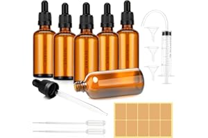 Pavlleen 6 Stk 100ml Pipettenflasche,Braunglasflasche, Inklusive 6 Stk Hilfszubehör,Apothekerflaschen mit Tropfenpipette,für ätherische Öle, Parfümöle, Flüssigfarbstoffen Aromatherapie -Mischungen