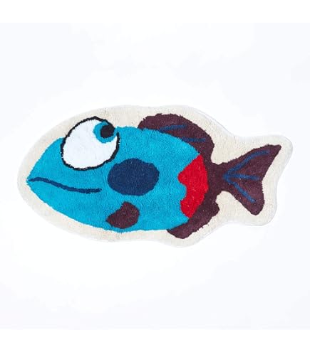 Kreativer Badteppich 'Haus Auf Fischen' - 40x60 Cm, Rutschfeste Fußmatte Für Indoor & Outdoor, Kinderfreundlich, In Türkis