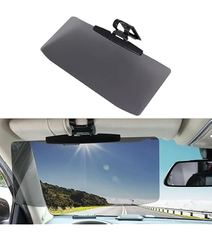 Pare-soleil Voiture Jour/nuit - Double Lentille (jaune/noir) - Anti-éblouissement - Clip Réglable - 32x12 Cm