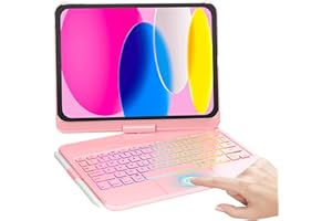MMK Keyboard Case for iPad A16 11th Generation 2025 and 10th Generation 2022 (11/10.9 inch), Multi-touch Trackpad & 7 Color Backlight & 360°Flip Hard-shell, Compatible with iPad 11/10 Gen, Rose Gold