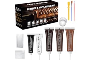 BSCPAM Dark brown Leather Repair Kit, leather and vinyl repair kit for boat seats, leather car seat repair kit for furniture Couch Sofa Jacket Purse, marine vinyl repair for Scratch, Tears, Holes