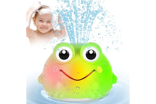 Withosent Grenouille Jouet Bain Bébé, Rechargeable Jeux de Enfant avec LED, Induction Automatique Arroseur Jeu de Bain, Jouet pour Le Garçons et Filles pour 1-6Ans