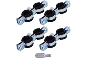 SKIR'CO (4 piezas) Soportes de tubo dobles con forro de goma para tubos de 15-19 mm, abrazaderas de tubo, soportes de tubería para montaje en pared y techo