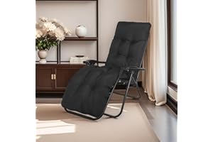 CUSHSUNR Waterproof Sun Lounger Cushion Only, 170 * 53 * 10cm Sunlounger Cushions Replacement Garden Relaxer Chair Cushion Pad Sunbed Cuhsion with Top Cover for Garden Patio Yard Beach (Black)