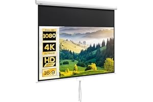 HOMCOM Pantalla de Proyector Manual 80 Pulgadas Pantalla de Proyección Portátil Formato 16:9 con Altura Ajustable para Interior y Exterior Cine en Casa Patio 172x96 cm Blanco