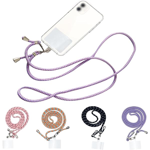 Confezione Da 4 Cordini Universali Per Cellulare In Nylon + 6 Adesivi Di Ricambio - Tracolla Regolabile E Staccabile - Compatibile Con La Maggior Parte Degli Smartphone - 4 Colori - 3